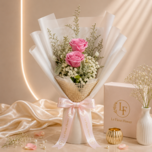 ช่อดอกกุหลาบชมพู Le Fleur Rosé Amour
