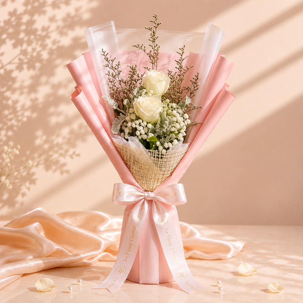 ช่อดอกกุหลาบขาว Le Fleur Eternal Ivory