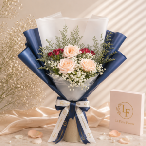 ช่อดอกกุหลาบสีส้ม Le Fleur Champagne Elegance
