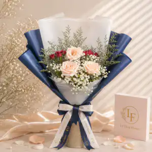 ช่อดอกกุหลาบสีส้ม Le Fleur Champagne Elegance