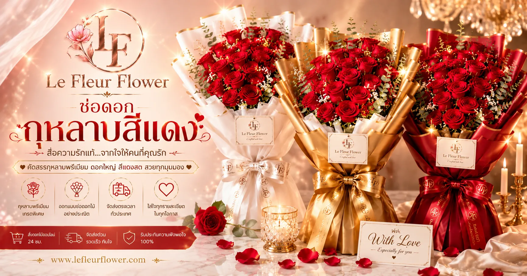 ร้านดอกไม้ใกล้ฉัน Le Fleur Flower ช่อดอกไม้หรู สไตล์ฝรั่งเศส