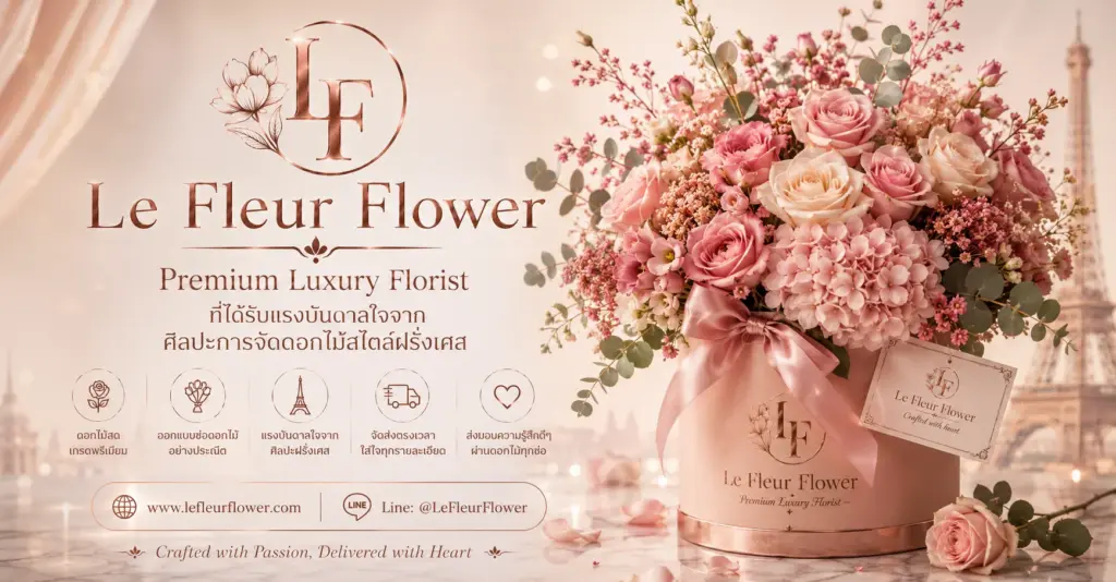 Premium Luxury Florist ที่ได้รับแรงบันดาลใจจากศิลปะการจัดดอกไม้สไตล์ฝรั่งเศส
