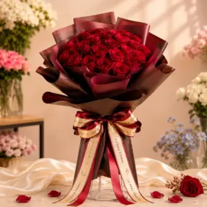 ช่อดอกกุหลาบแดง Le Fleur Majesté Rouge