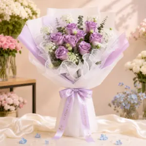 ช่อดอกกุหลาบสีม่วง Le Fleur Lavande Eternelle