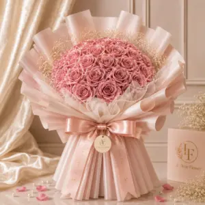 ช่อดอกกลิตเตอร์สีชมพู Le Fleur Roselle Eterna