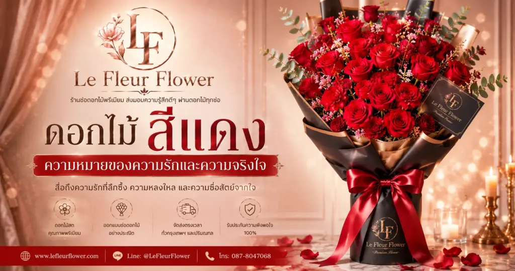 ดอกไม้สีแดง ความหมายของความรักและความจริงใจ
