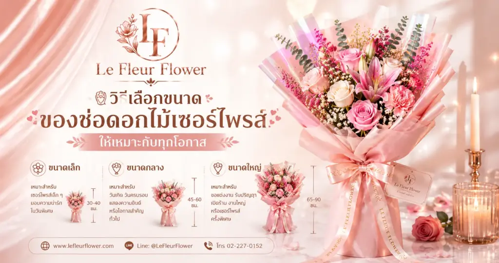 วิธีเลือกขนาดของช่อดอกไม้เซอร์ไพรส์