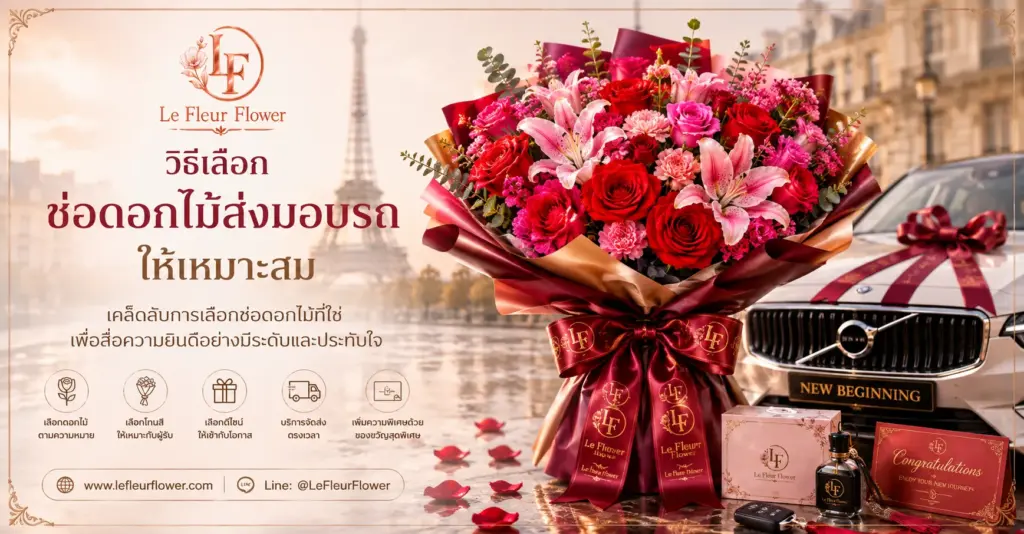 วิธีเลือกช่อดอกไม้ส่งมอบรถให้เหมาะสม